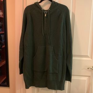 Sandro Forrest green sweater dress with hood. Size XL.